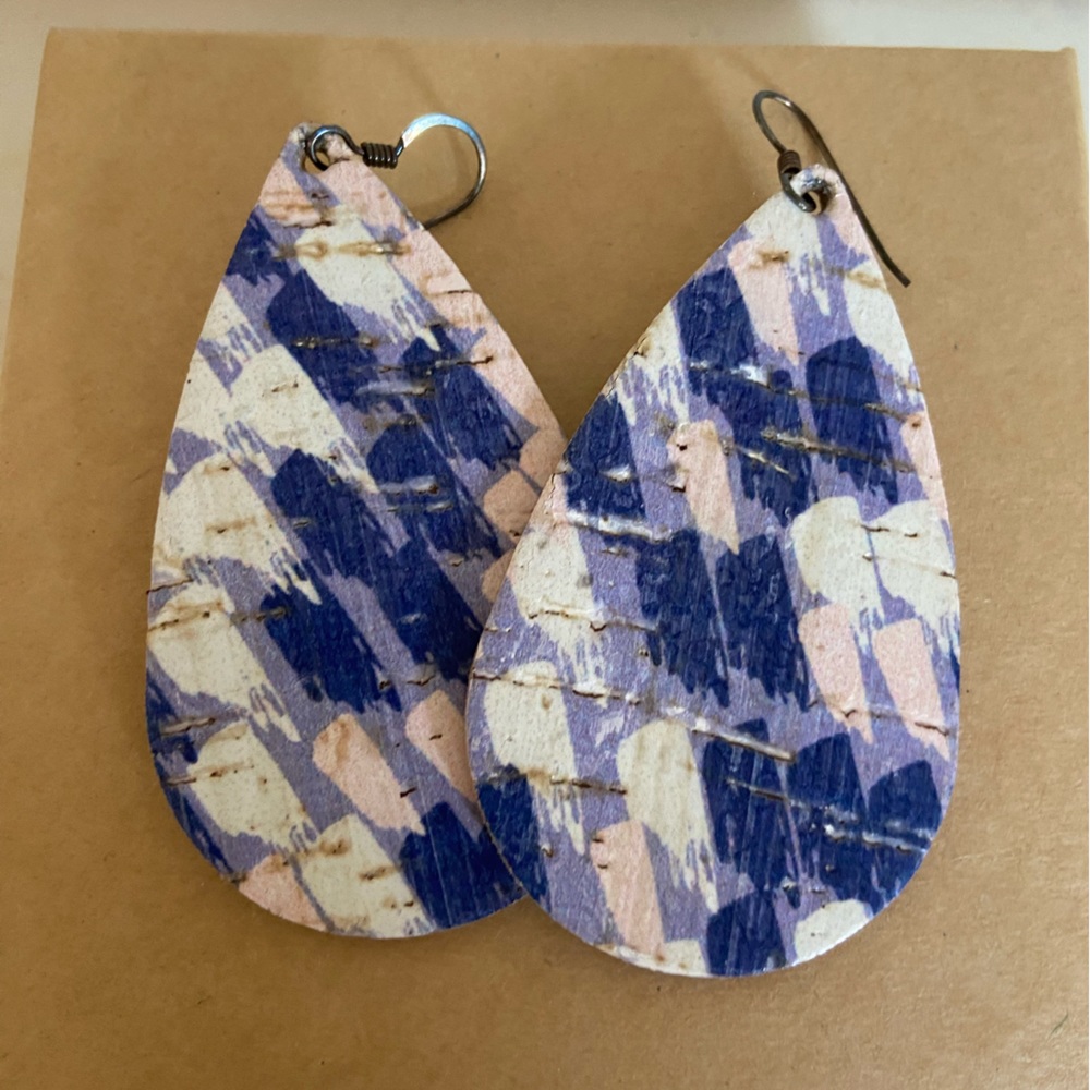 Cork teardrop statement earrings